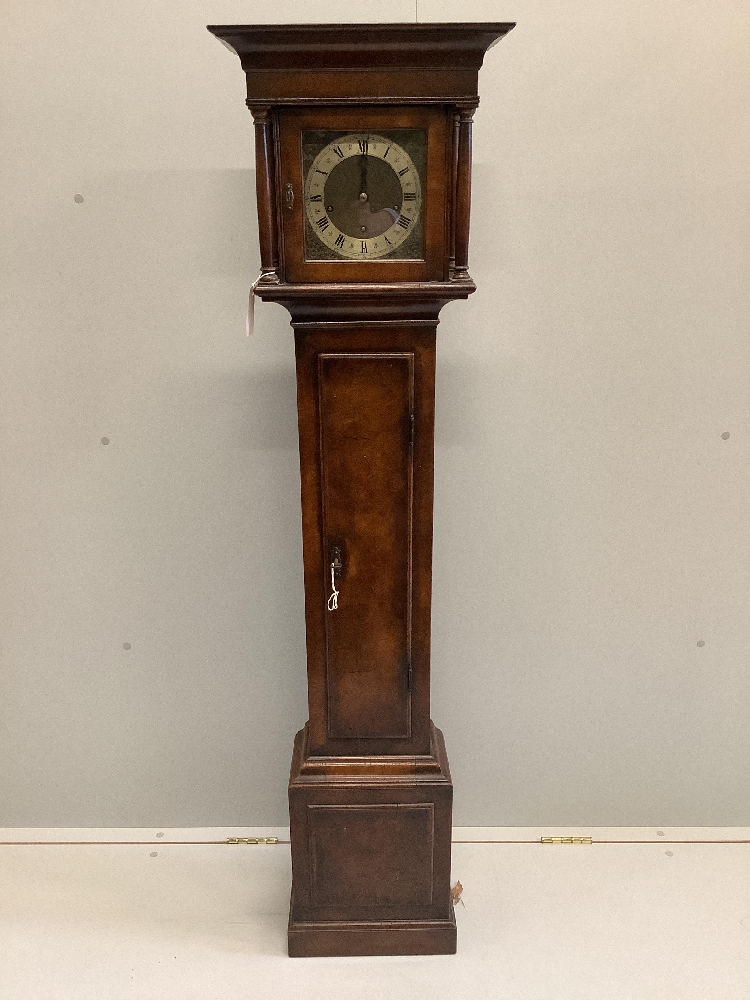 A 1920's 18th century style walnut grandmother clock, height 153cm